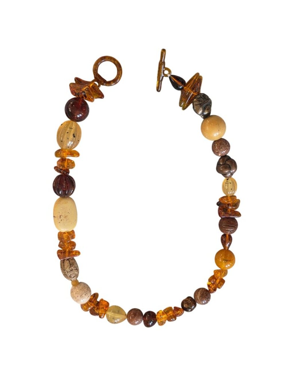 Large Multicolor Amber Mixed Bead Necklace with Toggle-style Clasp